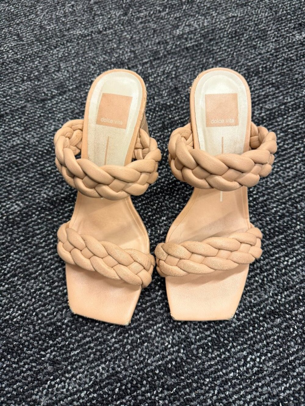 Dolce Vita Paily Beige Braided Block Heel Sandals Size 6